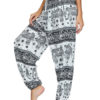 Raised Waist Lace Up Animal Print Loose Leg Long Trousers - Image 4