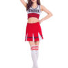 Sexy Cheerleader Costume Two Tone Lerrer Print Crop Top With Mini Skirt Halloween