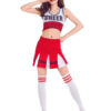 Sexy Cheerleader Costume Two Tone Lerrer Print Crop Top With Mini Skirt Halloween - Image 3