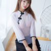 Sexy Costume School Girl Panty Mini Skirt Knotted Top Sheer 3 Piece Lingerie Halloween