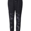 Sexy Elastic Waist Drawstring Flocking Patchwork Harem Pants