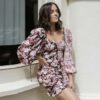 Sexy Patchwork Floral Print Mini Dresses - Image 3