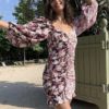 Sexy Patchwork Floral Print Mini Dresses - Image 4