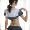 Sexy School Girl Costume Ruffle Bow Bra Top With Mini Skirt 4 Piece Set Halloween - Image 2
