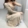 Sexy V-Neck Belted Knit Sweater Dresses - Image 3