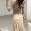 Sexy V-Neck Belted Knit Sweater Dresses - Image 4