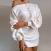 Sexy off shoulder lantern sleeve casual dress