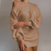 Sexy off shoulder lantern sleeve casual dress - Image 3