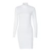 Sexy slim fit dress Solid color tight high collar long sleeve dress - Image 7