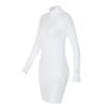 Sexy slim fit dress Solid color tight high collar long sleeve dress - Image 8