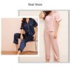 Short Sleeve Shirt Long Pants Nightwear - Image 3