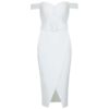 Sleeveless Sexy Slash Neck Belt Celebrity Party Bodycon Dresses - Image 3