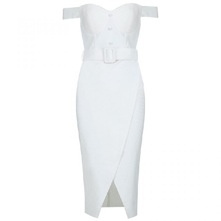 Sleeveless Sexy Slash Neck Belt Celebrity Party Bodycon Dresses - Image 3