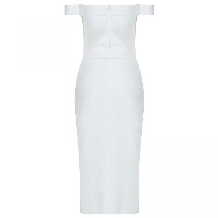 Sleeveless Sexy Slash Neck Belt Celebrity Party Bodycon Dresses - Image 4
