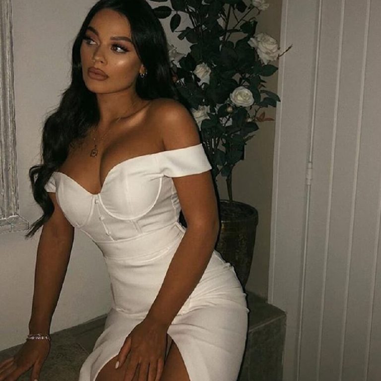 Sleeveless Sexy Slash Neck Belt Celebrity Party Bodycon Dresses - Image 2