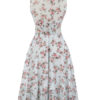 Sleeveless V-Neck Floral Print Layered Pleated Rockabilly Dress - Image 2