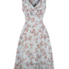 Sleeveless V-Neck Floral Print Layered Pleated Rockabilly Dress