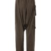 Solid Elastic Waist Button Casual Pants - Image 4