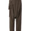Solid Elastic Waist Button Casual Pants - Image 5