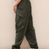 Solid Elastic Waist Button Casual Pants - Image 7