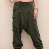 Solid Elastic Waist Button Casual Pants - Image 8