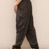 Solid Elastic Waist Button Casual Pants - Image 9