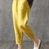Solid Elastic Waist Casual Cotton Pants - Image 4