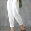 Solid Elastic Waist Casual Cotton Pants - Image 6