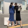 Solid Turtleneck Knitted  Elegant Sweater Dress - Image 3