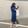 Solid Turtleneck Knitted  Elegant Sweater Dress - Image 8