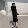 Solid Turtleneck Knitted  Elegant Sweater Dress - Image 11