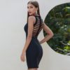 Spaghetti Strap Hollow Out Sexy Bodycon Celebrity Party Dress - Image 4