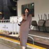 Straight Elegant Turtleneck Patchwork Sweater Dress - Image 2