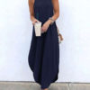 Straps Neck Sleeveless Floor Length Maxi Dress