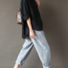 Stripe Elastic Waist Pockets Loose Pants - Image 2