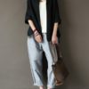 Stripe Elastic Waist Pockets Loose Pants