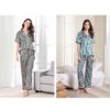 Stripe Short Sleeve Shirt Long Pants Nightwear
