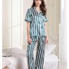 Stripe Short Sleeve Shirt Long Pants Nightwear - Image 4