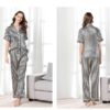 Stripe Short Sleeve Shirt Long Pants Nightwear - Image 5