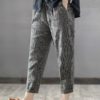 Striped High Elastic Waist Long Harem Pants - Image 3