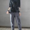 Striped High Elastic Waist Long Harem Pants - Image 5