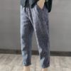 Striped High Elastic Waist Long Harem Pants - Image 6