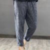 Striped High Elastic Waist Long Harem Pants - Image 7