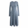 Thick Knit V-Neck A-line Midi Sweater Dress - Image 6
