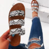 Triple-Strap Flat Sandals - Almond Toes