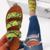 Triple-Strap Flat Sandals - Almond Toes - Image 4