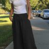 Wide Leg Casual Solid Color Loose High Elastic Waist Side Pockets Pants - Image 6