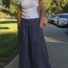 Wide Leg Casual Solid Color Loose High Elastic Waist Side Pockets Pants