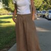 Wide Leg Casual Solid Color Loose High Elastic Waist Side Pockets Pants - Image 7