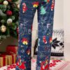 Wide Leg Christmas Print Elastic Waist Trousers Pants - Image 3